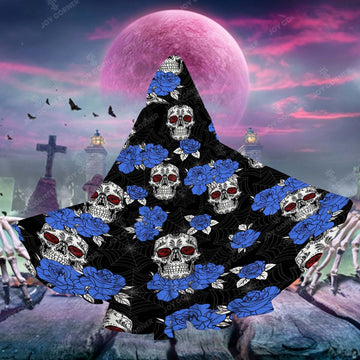 Joy Corner Skull Flower Halloween Pattern Special Hooded Cloak