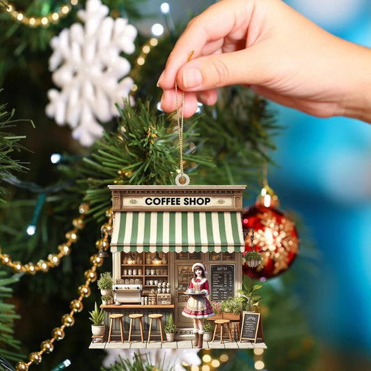 Joycorners Christmas Coffee Shop Home Decor Christmas Ornament, Personalized Ornament 2D Flat LM2211