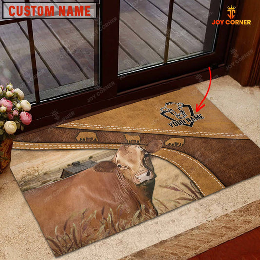 Joycorners Red Akaushi Personalized - Welcome Brown Doormat