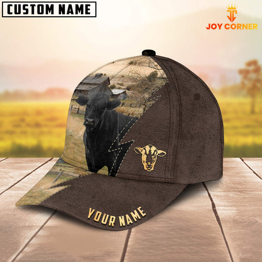 Joycorners Black Angus Farming Pattern Customized Name 3D Cap