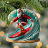 Joycorners Custom Name Santa Surfing Ornament, Christmas Gift Decoration 2D Flat LM2111