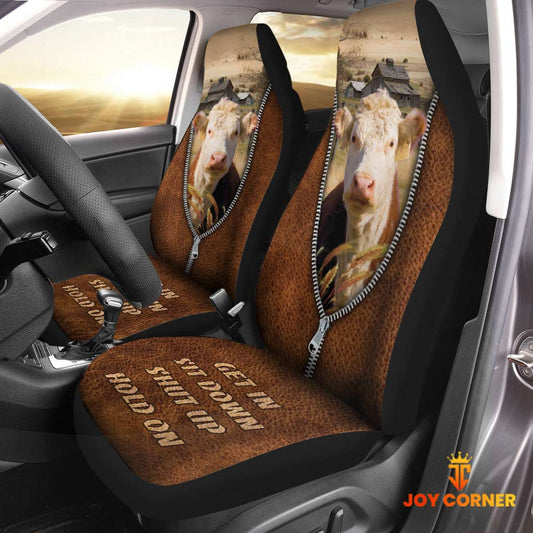 Joycorners Hereford Zipper Leather Pattern Car Seat Covers Universal Fit (2Pcs)