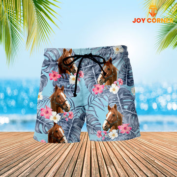 Joy Corners Horse Sierra Blue Pattern 3D Shorts