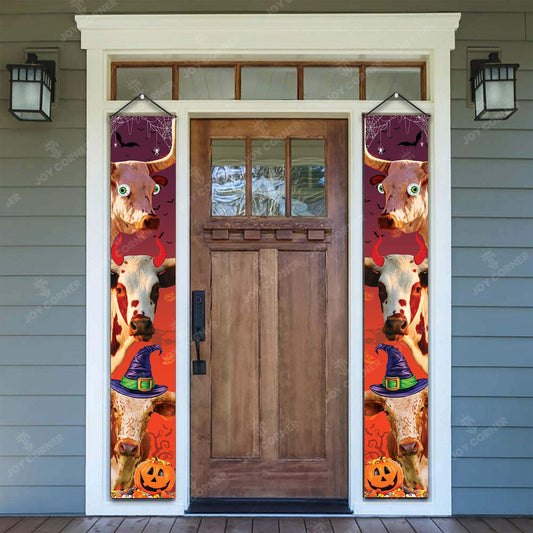 Joycorners TX-Longhorn Cattle Halloween Porch Banner