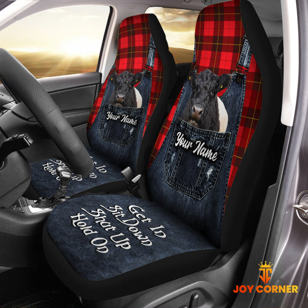 Joycorners Customized Name Belted Galloway Jean Overalls Pattern Car Seat Covers (2Pcs)