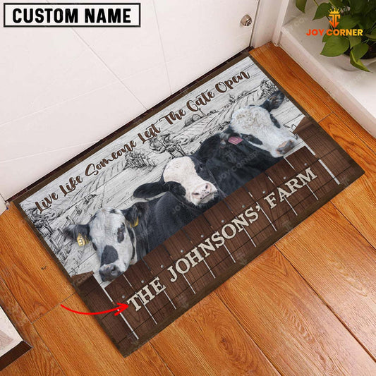 Joycorners Black Baldy Custom Name - Live Like Someone Left The Gate Open Doormat