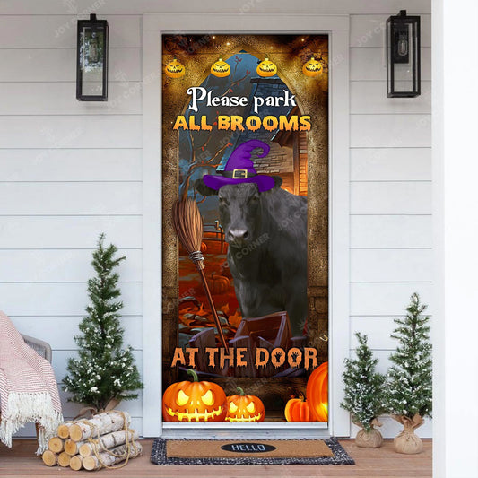 Joycorners Happy Halloween Black Angus Please Park All Brooms Door Cover