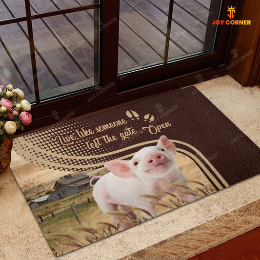 Joycorners Pig Live Like Someone Left The Gate Open Doormat