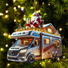 Joycorners Custom Name Santa Truck Ornament, Santa Christmas Gift 2D Flat LM2111