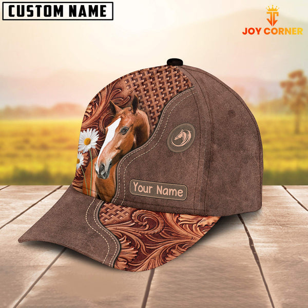 Joycorners Horse Brown Vintage Pattern Customized Name 3D Cap