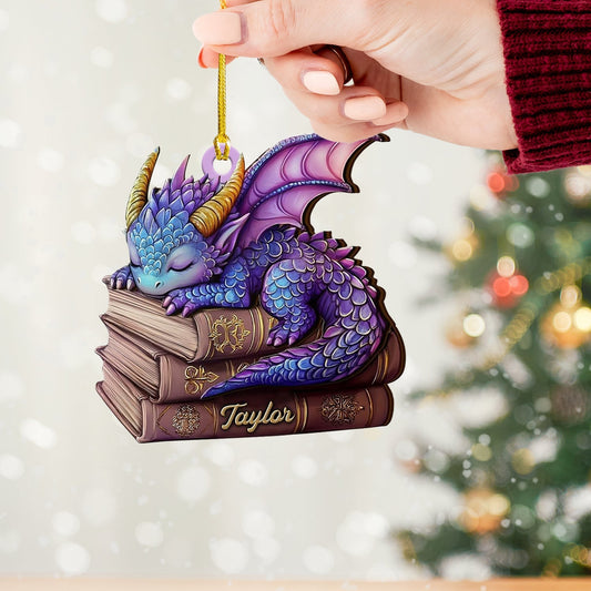 Joycorners Sleeping Little Dragon Christmas Ornament, Personalized Ornament 2D Flat LM2211