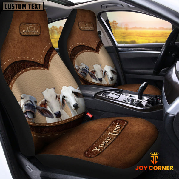 Joycorners Brahman Cattle Pattern Customized Name Heart Car Seat Cover Set