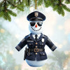 Joycorners Custom Name Police Snowman Ornament, Christmas Gift for Police 2D Flat LM2111