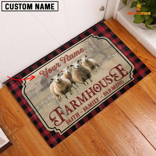 Joycorners Sheep Faith Family Farming Custom Name Doormat