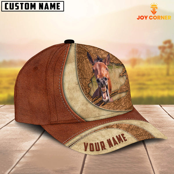 Joycorners Custom Name Horse Torn Leather Pattern Classic Cap