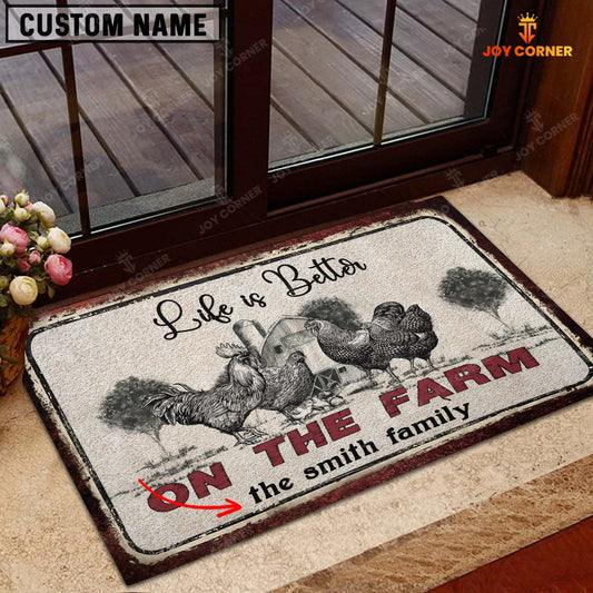 Joycorners Chicken Life is Better Custom Name Doormat