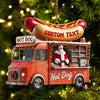 Joycorners Custom Name Santa Hot Dog Ornament, Christmas Gift Decor 2D Flat LM2111