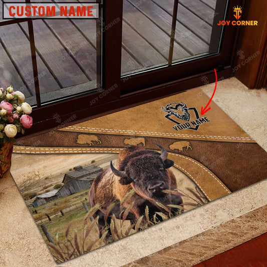 Joycorners Bison Personalized - Welcome Brown Doormat