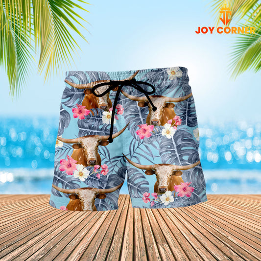 Joy Corners Texas Longhorn Sierra Blue Pattern 3D Shorts