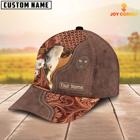 Joycorners Simmental Brown Vintage Pattern Customized Name 3D Cap