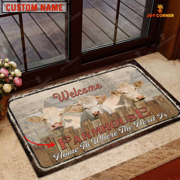 Joycorners Charolais Custom Name - Home To Where The Herd Is FarmHouse Doormat