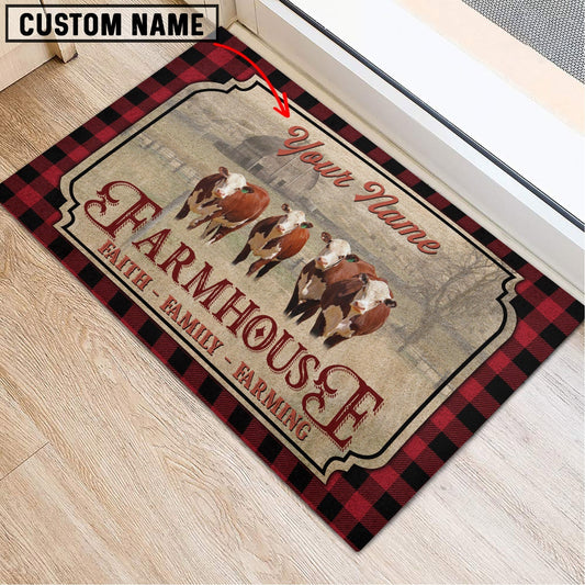 Joycorners Hereford Faith Family Farming Custom Name Doormat