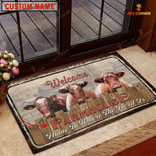 Joycorners Shorthorn Custom Name - Home To Where The Herd Is FarmHouse Doormat