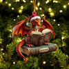 Joycorners Dragon Reading Book Christmas Ornament, Personalized Ornament 2D Flat LM2211