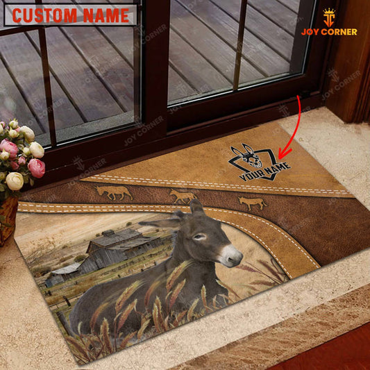 Joycorners Donkey Personalized - Welcome Brown Doormat