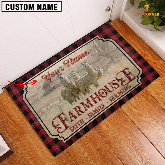 Joycorners Llama Faith Family Farming Custom Name Doormat