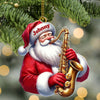 Joycorners Custom Name Saxophone Santa Ornament, Saxophone Lover Christmas Gift 2D Flat LM2211