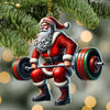 Joycorners Custom Name Gym Work Out Santa Ornament, Gymnastics Christmas Gift8 2D Flat LM2211
