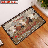 Joycorners Hereford Custom Name - Home To Where The Herd Is FarmHouse Doormat