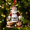 Joycorners Custom Name Baking Santa Ornament, Christmas Gift for Baker 2D Flat LM2211