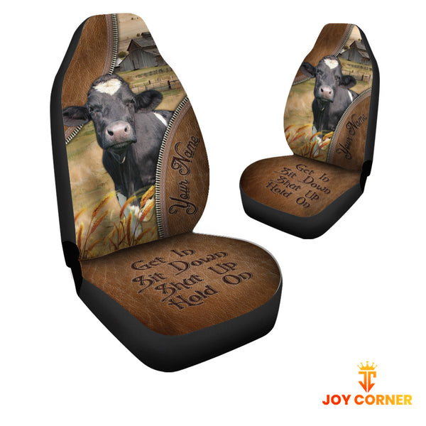 Joycorners Holstein Customized Name Leather Pattern Car Seat Covers (2Pcs)