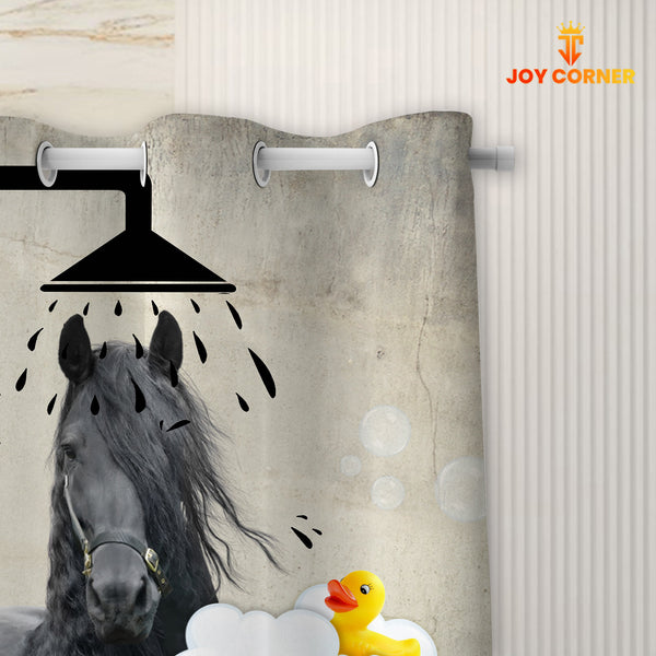 Joy Corners Black Horse I Don't Sing In The Shower 3D Shower Curtain