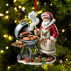 Joycorners Custom Name Santa Grill Ornament, Christmas Gift 2D Flat LM2211