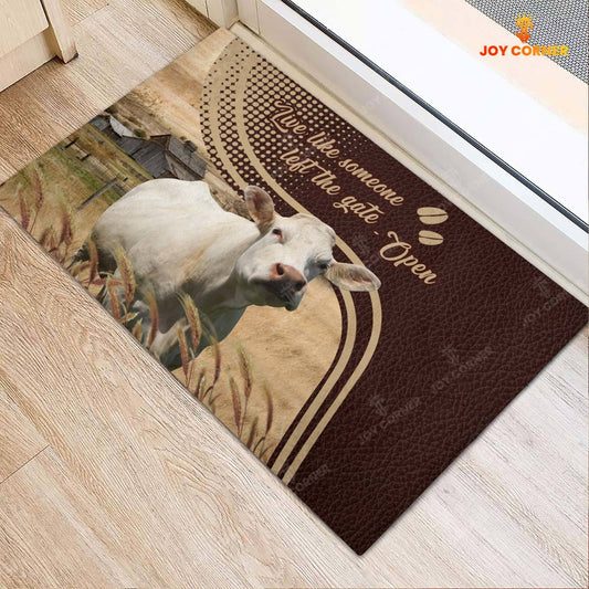 Joycorners Charolais No Horns Live Like Someone Left The Gate Open Doormat