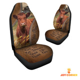 Joycorners Red Angus Customized Name Leather Pattern Car Seat Covers (2Pcs)