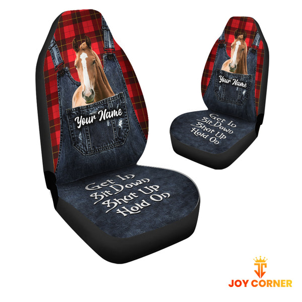 Joycorners Customized Name Horse Jean Overalls Pattern Car Seat Covers (2Pcs)