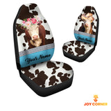 Joycorners Hereford Pattern Customized Name Dairy Cow Car Seat Cover Set