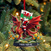 Joycorners Custom Name Santa Dragon Ornament, Christmas Gift for Dragon Lover4 2D Flat LM2111