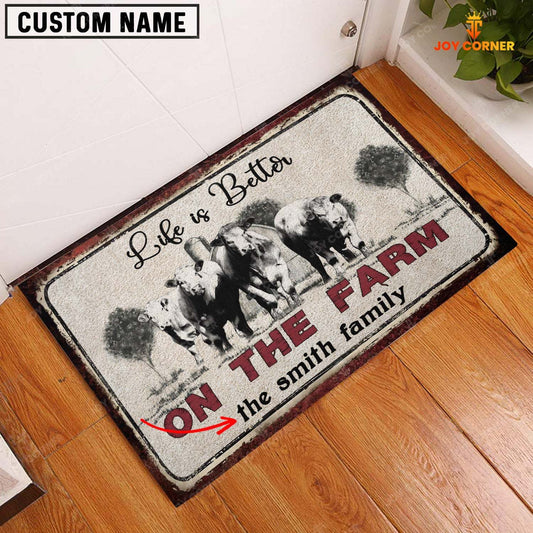 Joycorners Charolais Life is Better Custom Name Doormat