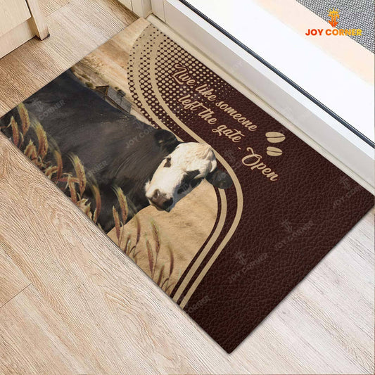 Joycorners Black hereford Live Like Someone Left The Gate Open Doormat