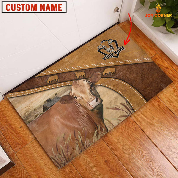 Joycorners Red Akaushi Personalized - Welcome Brown Doormat