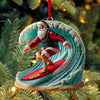 Joycorners Custom Name Santa Surfing Ornament, Christmas Gift Decoration 2D Flat LM2111