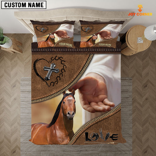 Joycorners Brown Horse Love God Custom Name Bedding Set