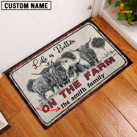 Joycorners Highland Life is Better Custom Name Doormat