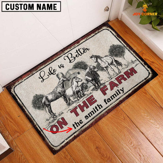 Joycorners Horse Life is Better Custom Name Doormat