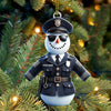 Joycorners Custom Name Police Snowman Ornament, Christmas Gift for Police 2D Flat LM2111